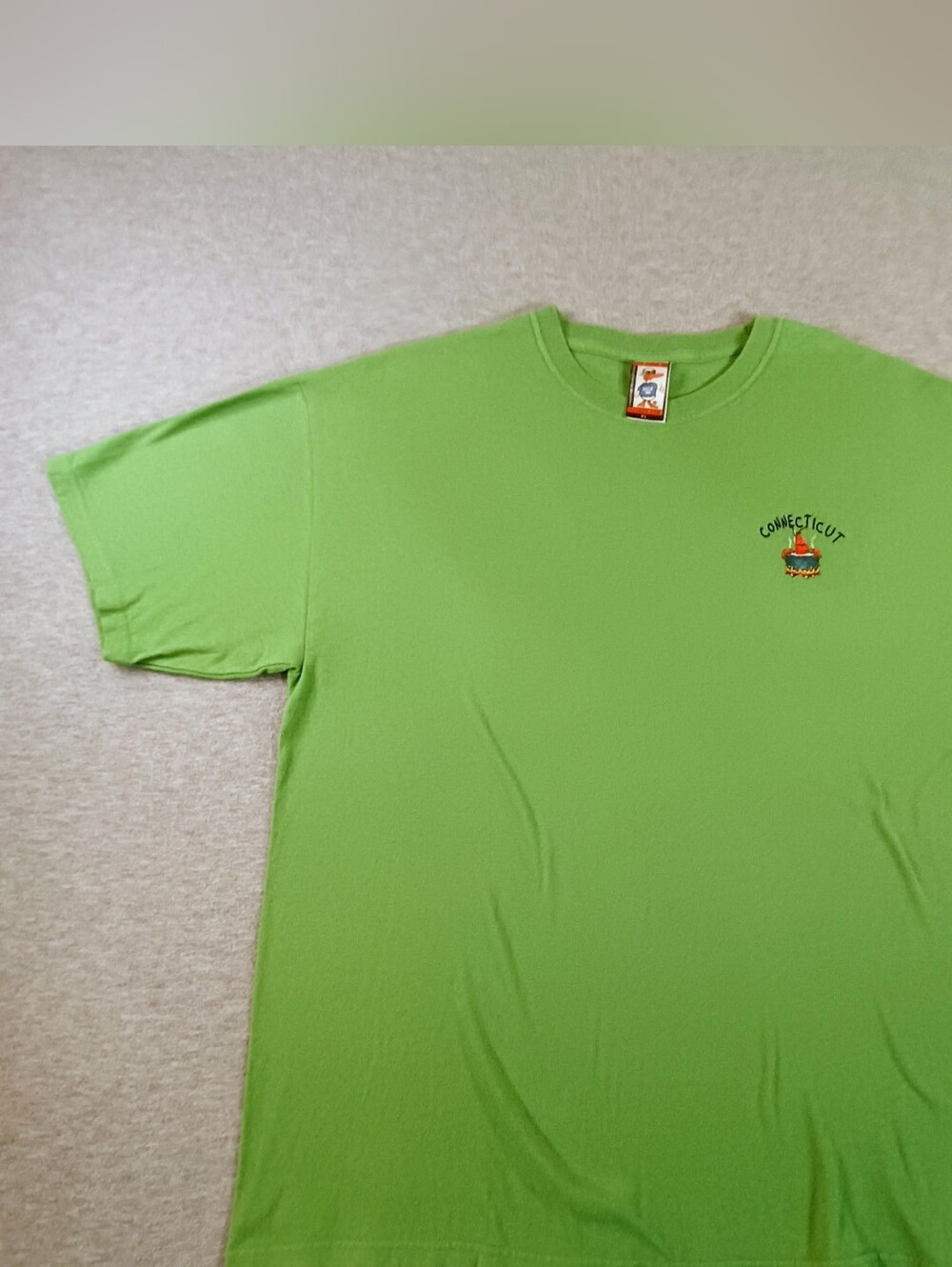 The Duck Co  Connecticut Embroidered Lime Green Crewneck T-Shirt